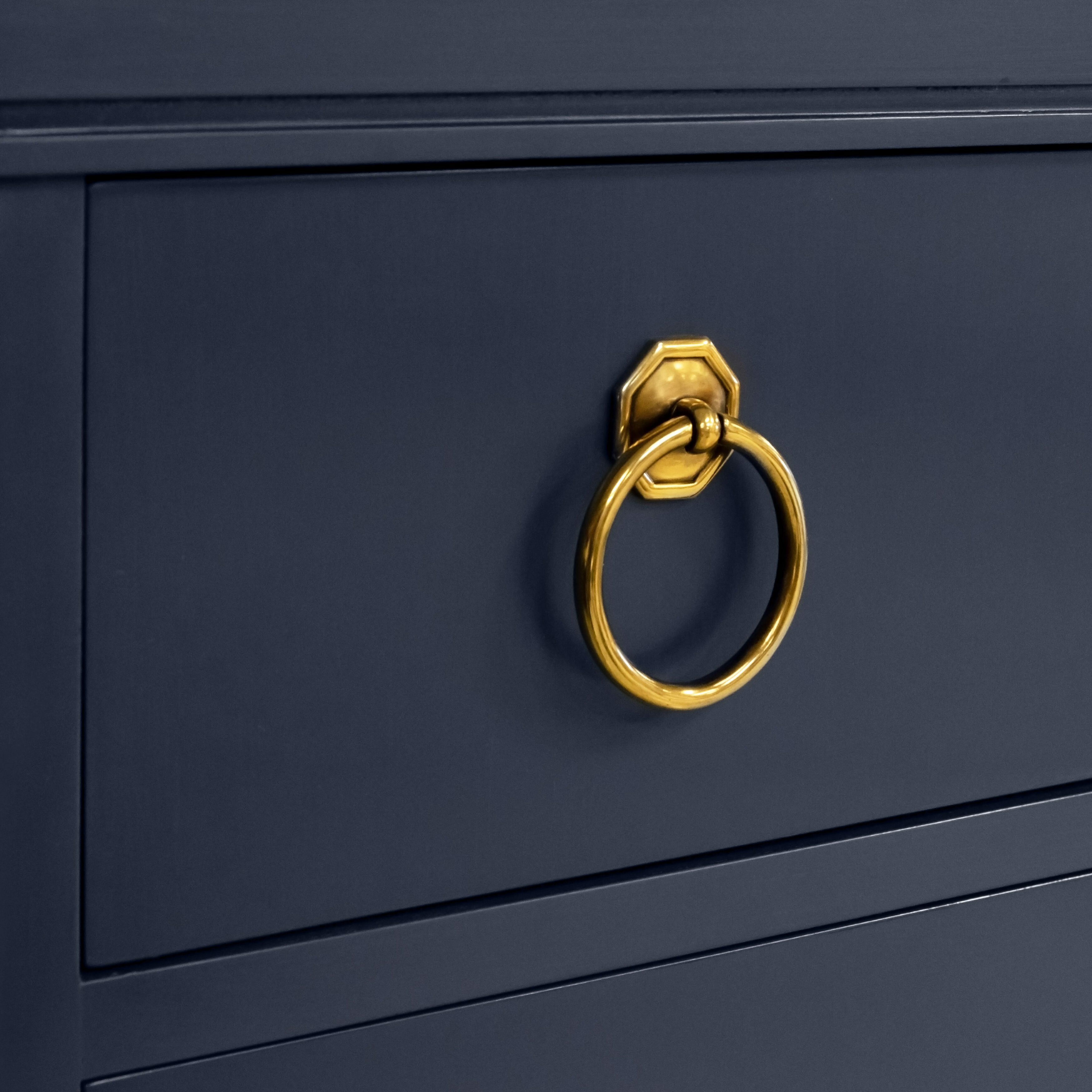 171 023 Double Chest 73 Indigo Brass Ring Pull Eight Drawers 3 Detail