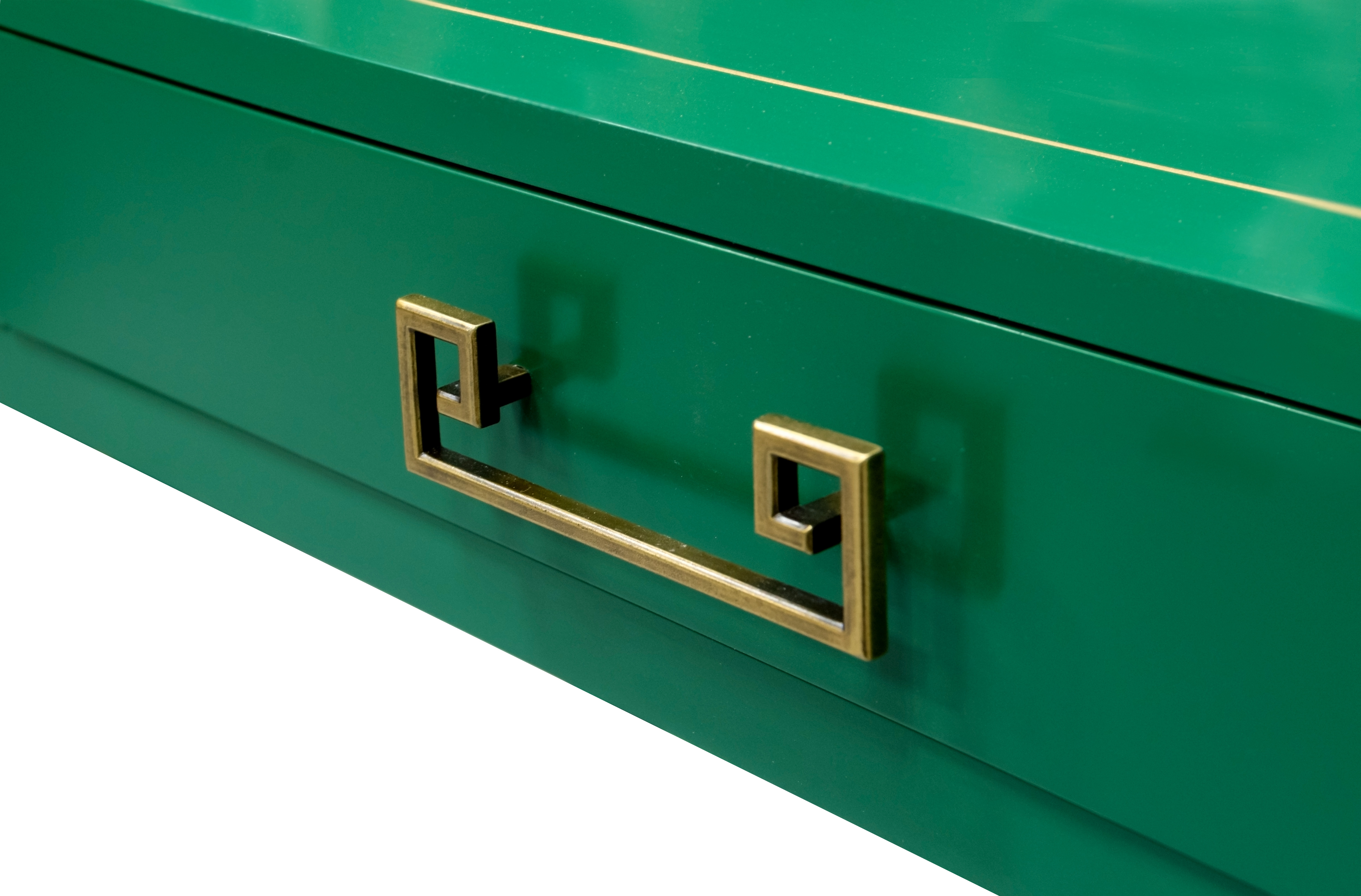 68 241 Facets Home Office Bracket Base 42 Braziliance Gold Pinstriping on top only Greek Key Ant Brass Centered 2 Detail