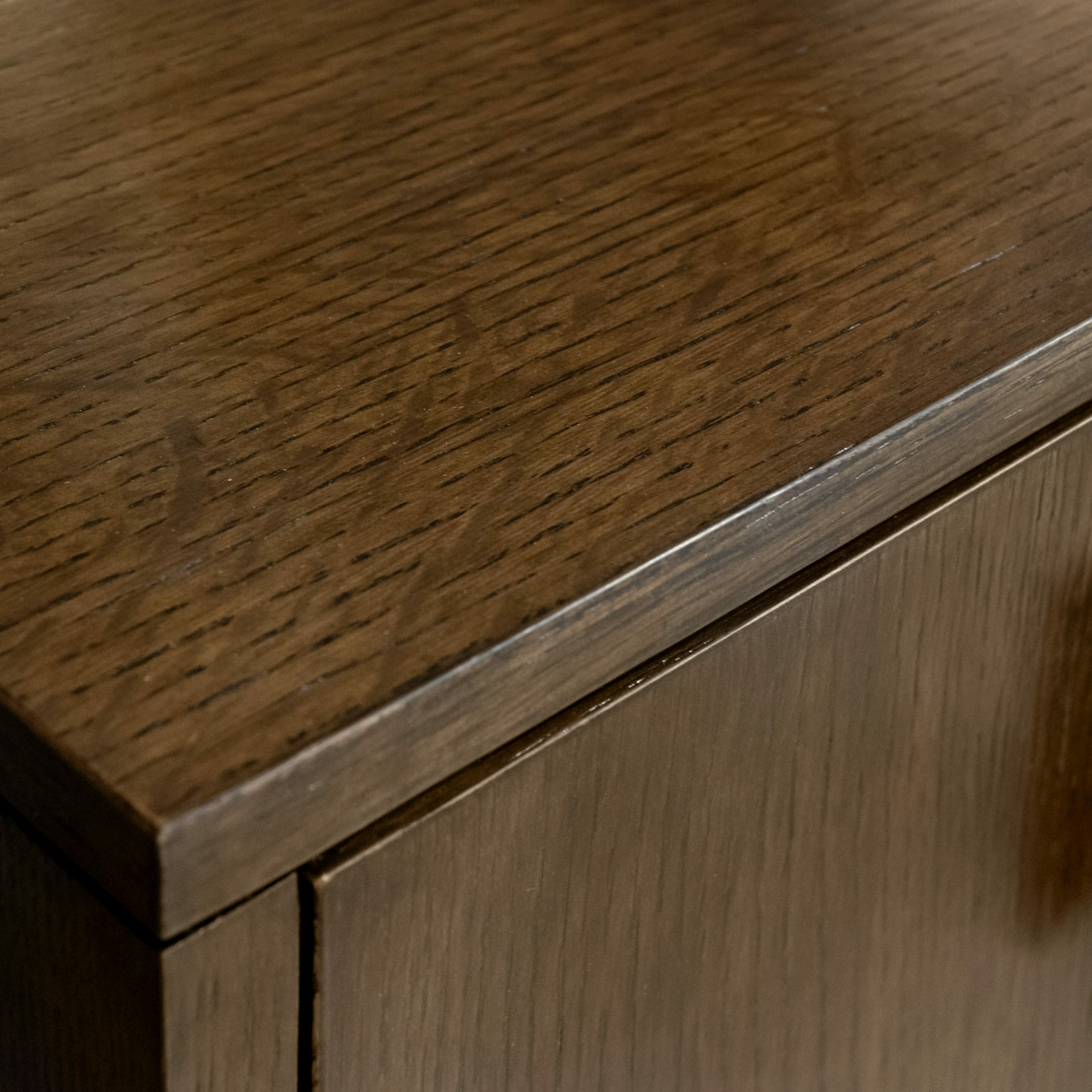 68 5 DW6 DW6 BL1 A Custom Facets 36 Low Chest Nightstand Oak 3000 custom finish match Baker Havana Modern Square Bronze Hardware Double Produce in Oak Drawers Case and Base 2 Detail
