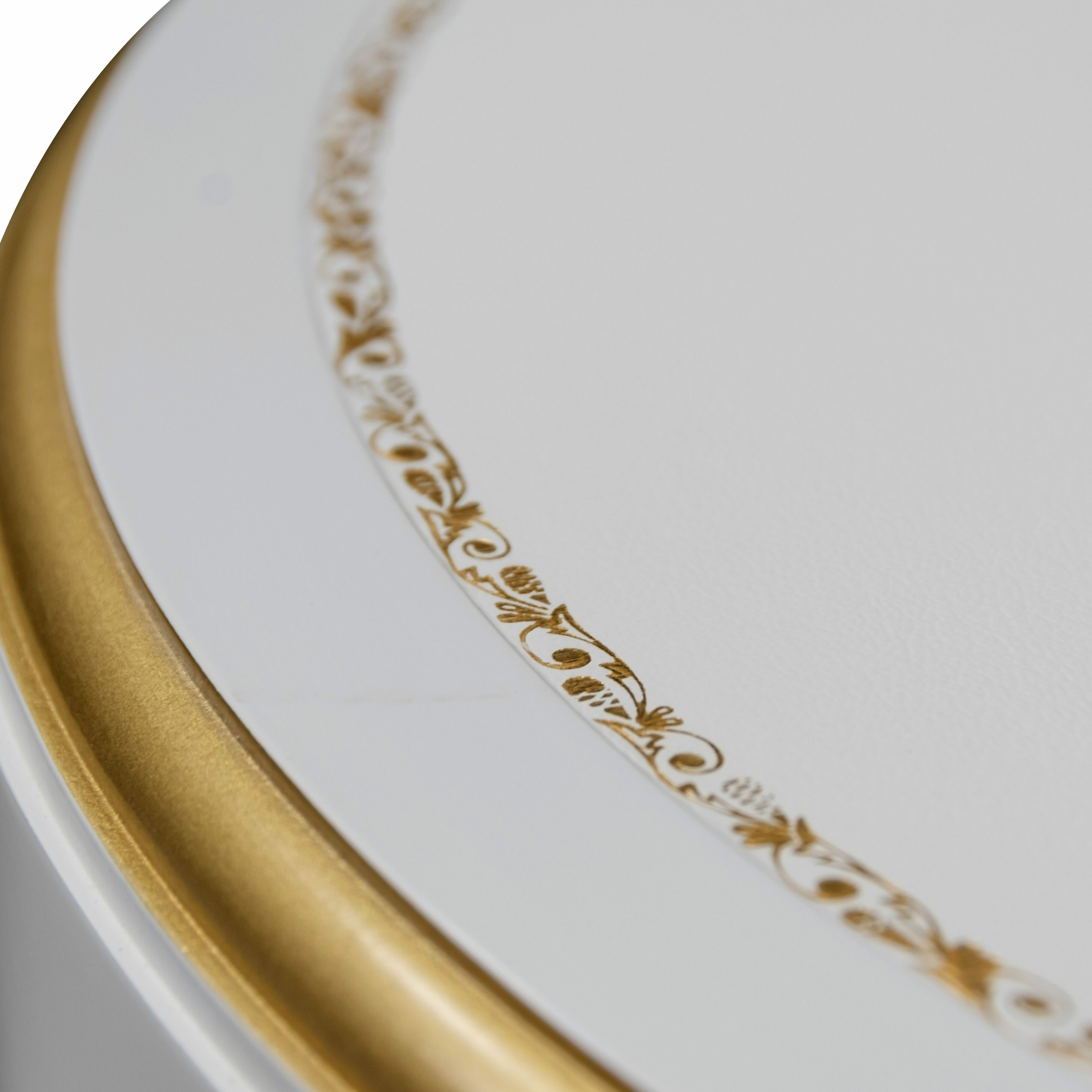 88 818 Scalloped Lamp Table 70 White 79 Gold Painted Accents Leather CL 101 Snow W Gold Tooling Inset Leather Top 2 Detail