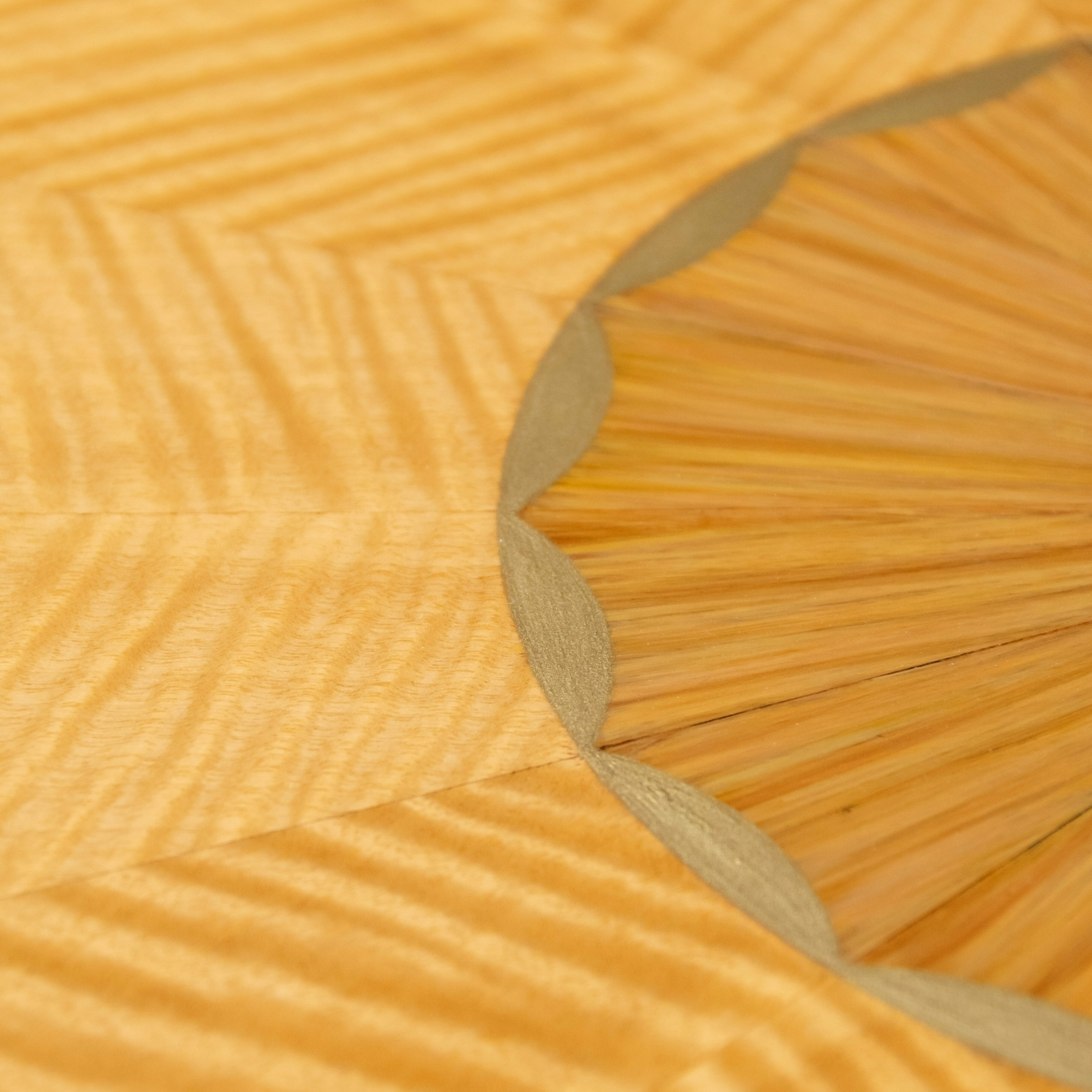 C12621 A Hepplewhite Demi Lune 3000 Custom Match Table STD Size Figured Anigre Beeswing Satinwood Zebra Wood 4 Detail