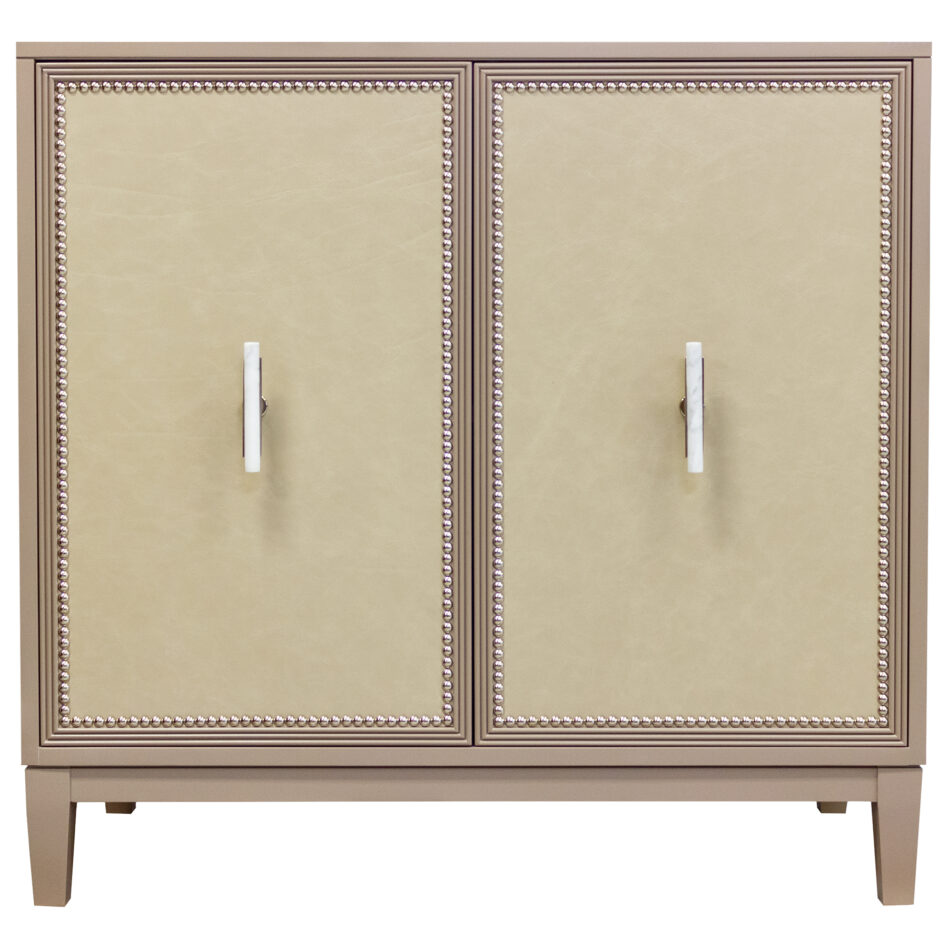 68-1-DR12-BT1_Grey_Ash Leather_Marble Pull-White_Nickel Nailhead_Beaded Frame