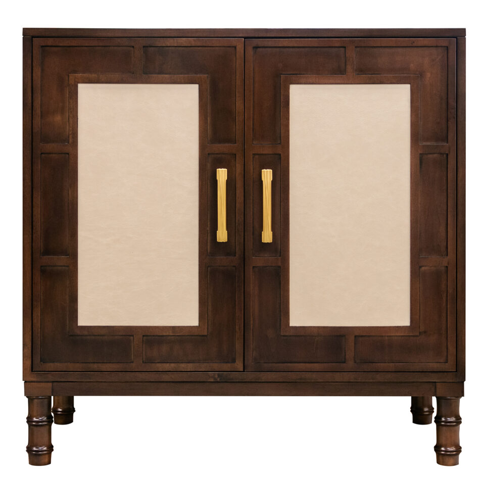 68 1 DR19 BX1 Portofino Strie Pull Ash Leather Maple Fretwork Faux Bamboo Leg