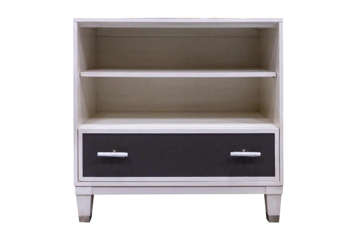 68 161 L agedwhite170 Charcoalleatherwithflatframe Marble Pull White Tapered Leg Ferrule 1