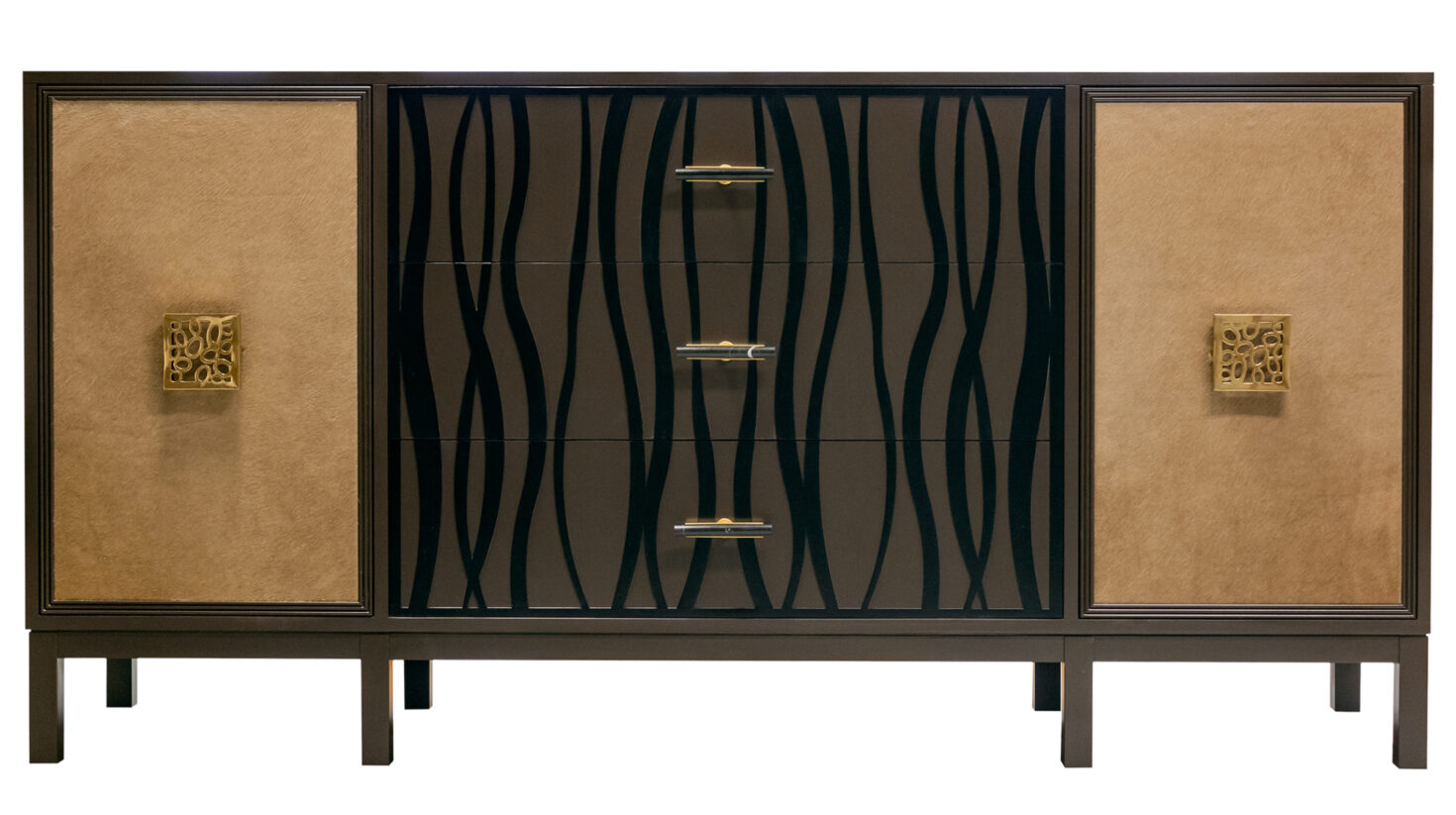 68 2 DR11 DW3 BP1 A Custom Size silkchocolate ebony bubblessquare marblepull haironhide beadedframe parsonleg