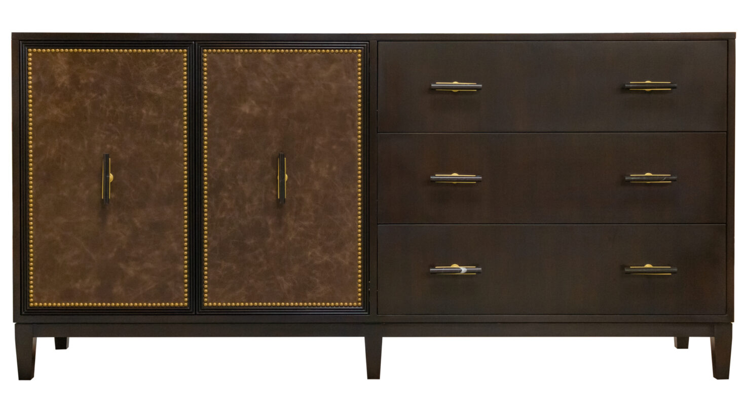 68 2 DR12 DW2 BT2 Brier Smoke Olive Leather Marble Pull Beaded Frame Nailhead Trim Ribbon Stripe Drawers Tapered Leg