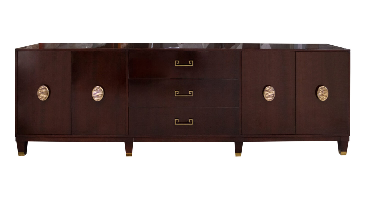 68 3 DR2 DW2 DR2 BF3 Two DR Three DRW Two DR Oval Strie Pull Greek Key Pull Ribbon Stripe Mahogany Tapered Legw Brass Ferrule